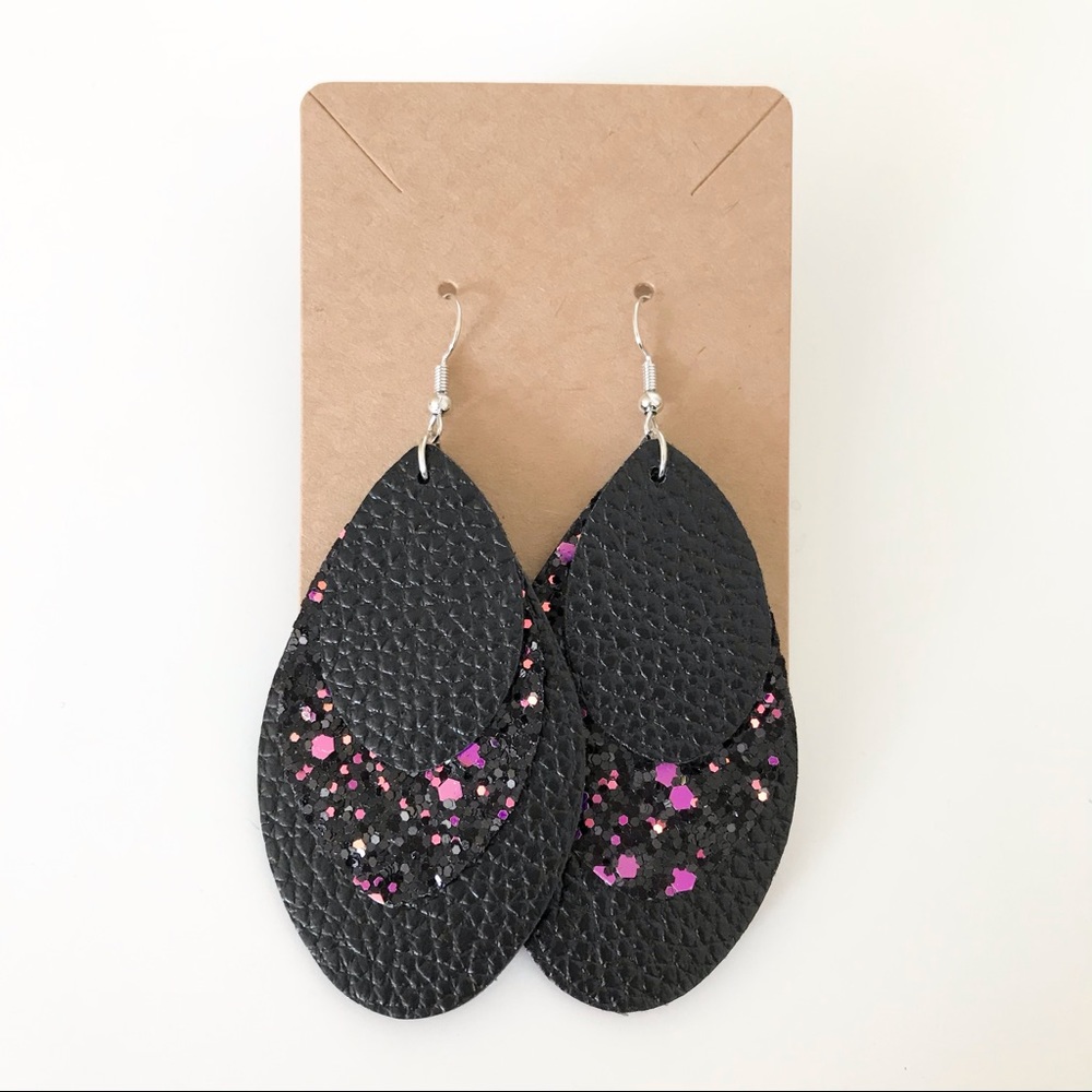 ⭐️4/$10⭐️ Layered Leather + Glitter Earrings